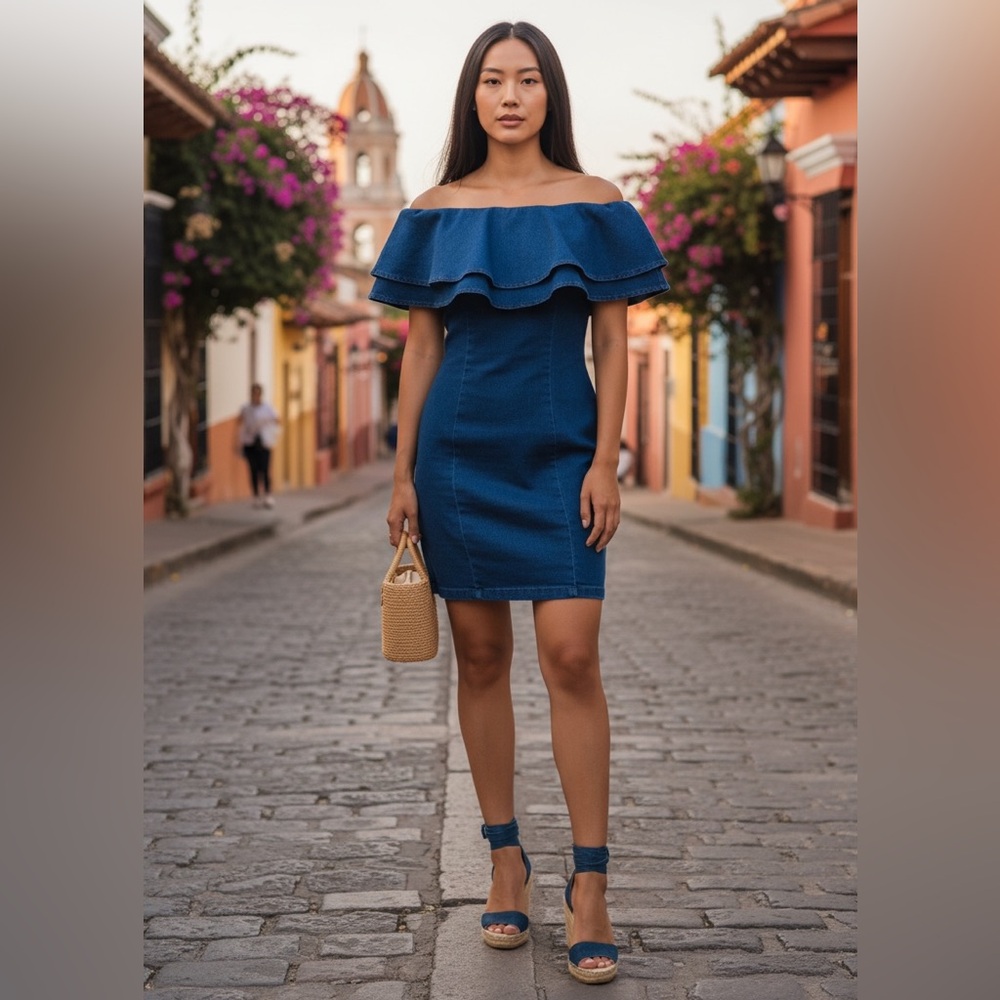 Fashion Nova Strapless Denim Dress
